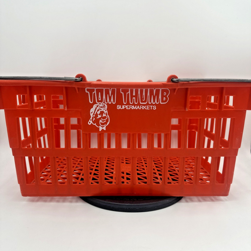 Super Rare 60’s Tom Thumb Logo Red Shopping Basket Metal Handle